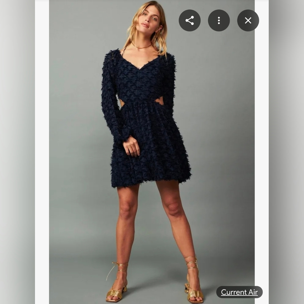 Current Air (Anthropologie) Midnight Blue Dress Side Cutouts Size Large NWT